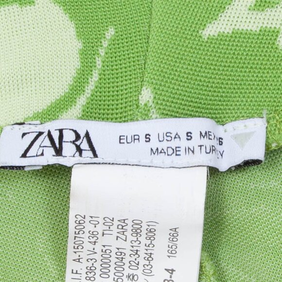 Zara Lime Green Marble Swirl Pull On Flare Pants Retro Hippie Womens Size Small - Picture 4 of 7